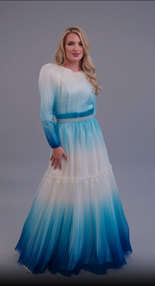  Blue Fluted Dipped Dyed Gown