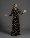 black and gold modest plus size evening gown rental 