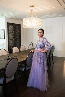  Lilac & Silver Hand Embroidered Gown