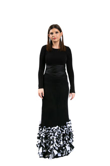  Asher Maxwell for Liylah black and white confetti bottom modest gown