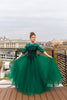 Emerald and black modest teen ballgown 