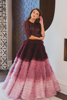  ombre tulle evening gown dress rental