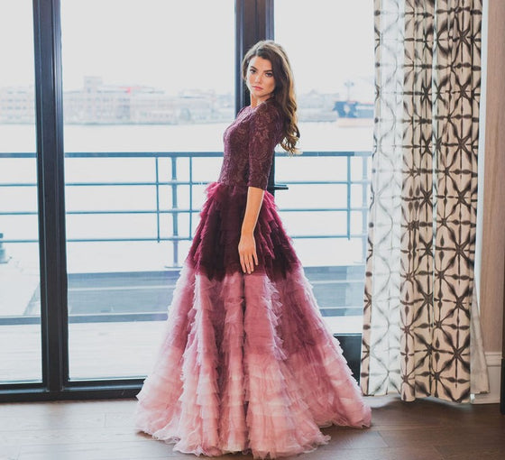 ombre tulle evening gown dress rental