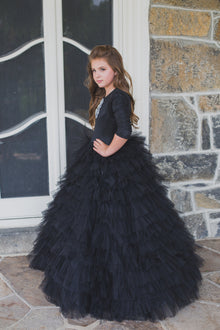  Tulle Tiered Girls Ball Gown