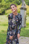 black floral sequin gown dress rental 