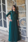 hunter green modest evening gown