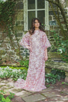 pink bell sleeve modest evening gown rental  Edit alt text