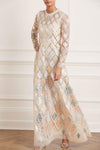 Needle & Thread sequin diamond gown moonscape modest gown rental