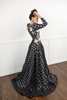 Gingham black modest evening gown