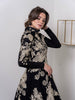 Black and gold floral modest tznius ball gown 