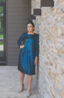  shimmer green modest cocktail dress