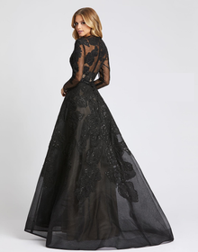  black modest ball gown 