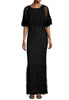 Parker black feather cape gown modest evening gown rental 