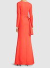 Red bolero modest evening gown 